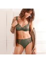 Blancheporte Podprsenka „Rima“ zn. Confidence Lingerie z vyšívaného tylu a mikrovlákna, s kosticemi khaki, koš.C 90C