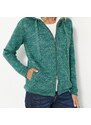 Blancheporte Žíhaný svetr na zip, se syntetickou kožešinou zelený melír 52