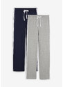 bonprix Dlouhé strečové kalhoty (2 ks v balení), rovný střih Modrá