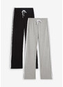 bonprix Dlouhé strečové kalhoty (2 ks v balení), rovný střih Černá
