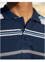 Blancheporte Proužkované polo tričko s krátkými rukávy nám.modrá/šedá 107/116 (XL)