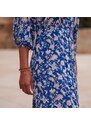 Blancheporte Dlouhé šaty na knoflíky s potiskem modrá/karamelová 36