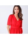 Blancheporte Jednobarevné zavinovací šaty červená 40
