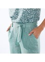 Blancheporte Jednobarevné široké kalhoty s páskem zelená 54
