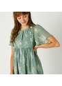 Blancheporte Rozšířené šaty s dvoubarevným potiskem zelená/režná 46