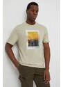 Bavlněné tričko Calvin Klein béžová barva, s potiskem, K10K112394
