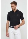 Polo tričko Karl Lagerfeld černá barva, s aplikací