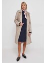 Trench kabát Tommy Hilfiger dámský, béžová barva, přechodný, dvouřadový
