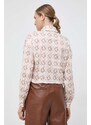 Košile Guess DEA dámská, béžová barva, relaxed, s klasickým límcem, W4RH59 WE2Q0