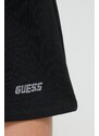 Bavlněné šortky Guess ELEANORA černá barva, melanžové, high waist, V4RD04 KC5O0