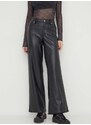 Kalhoty Karl Lagerfeld Jeans dámské, černá barva, široké, medium waist