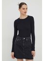 Džínová sukně Tommy Jeans černá barva, mini, pouzdrová