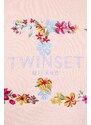 Bavlněná mikina Twinset dámská, růžová barva, s kapucí, s aplikací