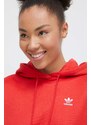 Mikina adidas Originals dámská, červená barva, s kapucí, s potiskem, IP0585