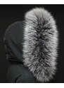 Špongr Kožešinový lem límec na kapuci z finského mývalovce 10037 BLACK & WHITE