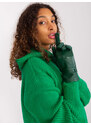 Fashionhunters Tmavě zelené rukavice s ekologickou kůží