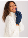 Fashionhunters Tmavě modré rukavice s geometrickými vzory