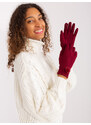 Fashionhunters Vínové dámské rukavice s páskem