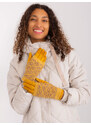 Fashionhunters Tmavě žluté dvoudílné dotykové rukavice