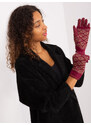 Fashionhunters Vínové teplé rukavice se vzory