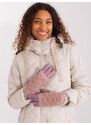 Fashionhunters Zaprášené růžové rukavice s geometrickými vzory
