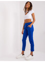 Fashionhunters Kobaltově modré basic kalhoty s vysokým pasem od Aprilie