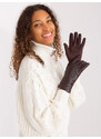Fashionhunters Tmavě hnědé zimní rukavice s ekokůží