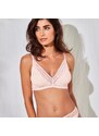 Blancheporte Podprsenka Albury zn. Confidence Lingerie z mikrovlákna a krajky, trojúhelníkový střih, bez kostic tělová,koš.D 90D