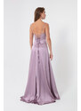 Lafaba Women's Lilac Volleyball Satin Evening &; Prom Dress with a slit