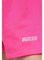 Bavlněné šortky Guess ELEANORA fialová barva, melanžové, high waist, V4RD04 KC5O0