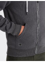 Ombre Clothing Pánská mikina s kapucí BASIC - grafitová V10 OM-SSBZ-0118