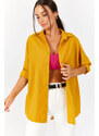 armonika Women's Mustard Oversize Long Basic Shirt