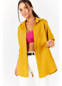 armonika Women's Mustard Oversize Long Basic Shirt