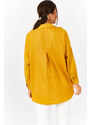 armonika Women's Mustard Oversize Long Basic Shirt