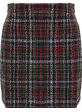 Trendyol Curve Black Plaid / Checkered Tweed Woven Skirt