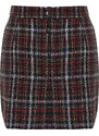 Trendyol Curve Black Plaid / Checkered Tweed Woven Skirt