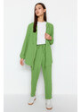 Trendyol Green Hooded Zippered Cardigan- Trousers Woven Two Piece Set