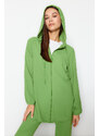 Trendyol Green Hooded Zippered Cardigan- Trousers Woven Two Piece Set