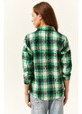 Olalook Women's Green Yellow Plaid Lumberjack Shirt