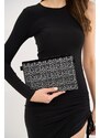 Madamra Drop Stone Women's Stone Clutch Hand and Shoulder Bag