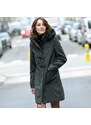 Blancheporte Jednobarevný kabát duffle-coat s kapucí antracitový melír 44