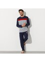 Blancheporte Pyžamové tričko s dlouhými rukávy, trojbarevné nám.modrá/šedá melír 127/136 (3XL)