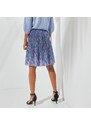 Blancheporte Krátká sukně s etno vzorem, voál modrá/nám.modrá 50