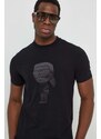 Tričko Karl Lagerfeld černá barva, s aplikací