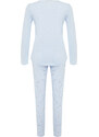 Trendyol Light Blue 100% Cotton Tshirt-Pants Knitted Pajama Set