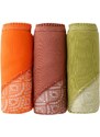 Blancheporte Sada 3 kalhotek midi ze strečové jednobarevné bavlny a krajky oranžová+kaštanová+zelená 34/36