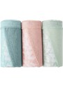 Blancheporte Sada 3 kalhotek midi z pružné bavlny s krajkou mandlová+růžová+zelená 38/40
