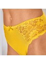 Blancheporte Sada 2 klasických kalhotek Avila ze saténového úpletu s krajkou žlutá+lipová 36/38