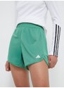 Tréninkové šortky adidas Performance Pacer zelená barva, hladké, high waist, IR6236