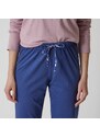 Blancheporte Jednobarevné pyžamové kalhoty s mašlí s potiskem květin nám. modrá 38/40